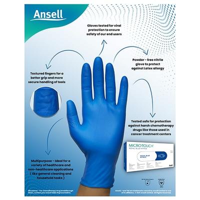 Ansell Micro Touch Nitrile Examination Gloves - Royal Blue (M) 100's - Surgical Consumable