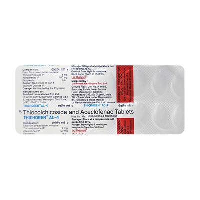 Thichoren AC 100/4mg Tablet 10'S - Muscle Cramps/Spasticity-Mus