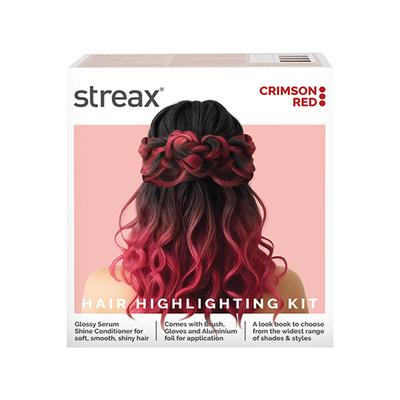 Streax Ultralights Hair Colour Highlight Kit, Red Hair Colour, Crimson Red, 1's - Crème