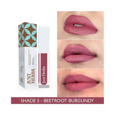 Just Herbs Ayurvedic Matte Liquid Lipstick with Long Lasting, Hydrating, Beetroot Burgundy 2ml - Liquid Lipsticks
