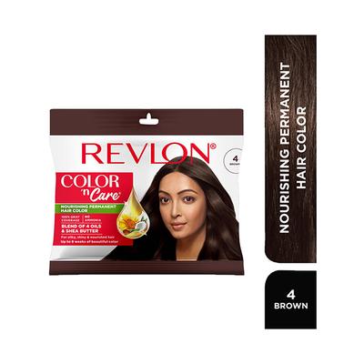Revlon Color 'N Care Nourishing Permanent Hair Color - 4 Brown Sachet HAIR color cream20g (when packed),Cream Developer 30ml (when packed) 1's - Crème