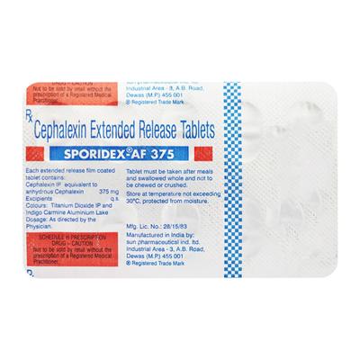 Sporidex AF 375mg Tablet 10'S - Bacterial Infections-Cep
