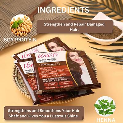 Iba Hair Colour Henna Based For Women , Dark Brown 70 gm - Henna