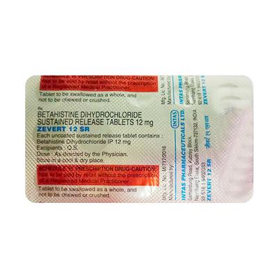 Zevert SR 12mg Tablet 14'S - Vertigo-Ant
