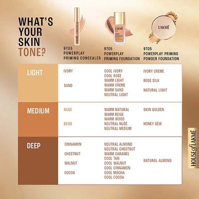 Lakme Powerplay Priming Powder Foundation, 3-in-1, Natural Almond, 9gm - Compact Powder
