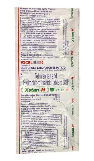 Xstan H Tablet 15'S - Hypertension-Ang