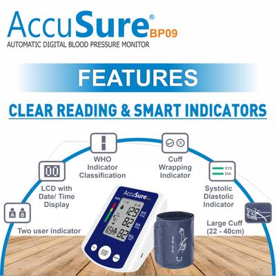 AccuSure Automatic Digital Blood Pressure Monitor - Grey (BP09) 1's - Blood Pressure Monitor Device