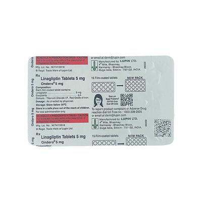 ONDERO 5mg Tablet 15's - Diabetes-Ant