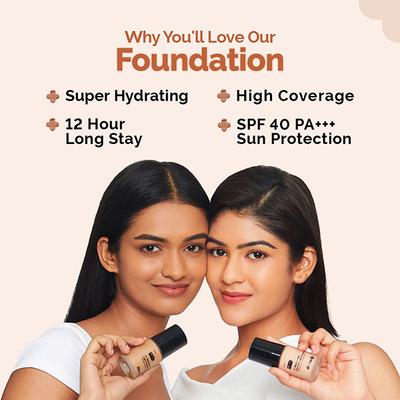 The Derma Co. 2% Niacinamide High Coverage Foundation, 1% Hyal. Acid and SPF 40 PA+++ for 12 Hr - 01 Ivory 30 gm - Foundation