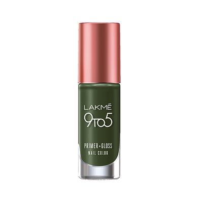 Lakme 9To5 Primer + Gloss Nail Colour Olive Green 6 Ml - Nail Polish