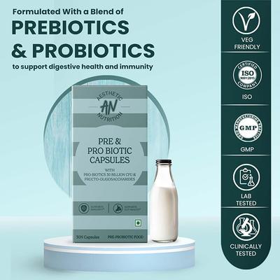 Aesthetic Nutrition Pre and Probiotic Capsules With Fructo-Oligosaccharides, Bifidobacterium, And Streptococcus Thermophilus 30 Capsules 1's - Multi-Vitamins
