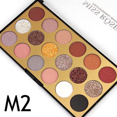 Miss Rose 12 Color Eyeshadow & 6 Color Glitter Palette 7001 - 82 M2 32 gm - Face Palettes