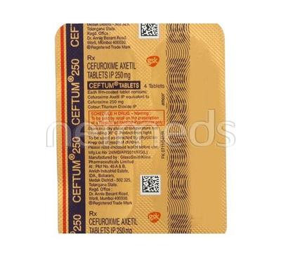 Ceftum 250mg Tablet 4'S - Bacterial Infections-Cep
