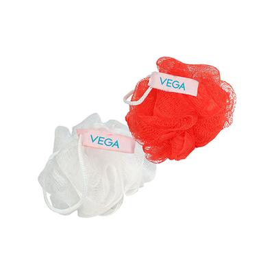 Vega Mini Sponge Loofah, Red and White, (VC2BA-3/12) 2's - Body Scrubbers & Brushes