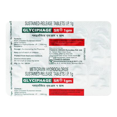 Glyciphage SR 1gm Tablet 10'S - Diabetes-Ant
