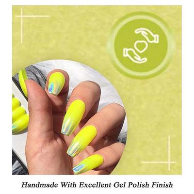 Nails On Board Handmade Press On Gel Nails- Holographic Lemon Yellow X Small 50 gm - Nail Care