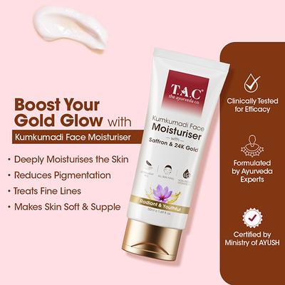 TAC Glow Boosting Face Serum Saffron & 24K Gold Reduces Dullness & Pigmentation All Skin Types 30 ml - Face Gels