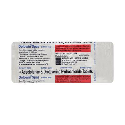 Dolowin Spas Tablet 10'S - Pain relief-Ano