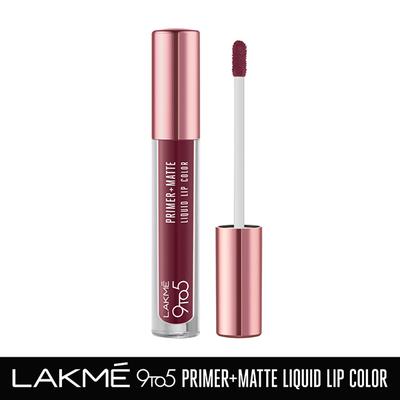 Lakme 9to5 Primer + Matte Liquid Lip Color MM1 Edgy Mauve 4.2 ml - Primer