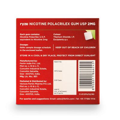 Ryze 2 mg Nicotine Gums - Fresh Fennel 9's - Nicotine Gums/Lozenges