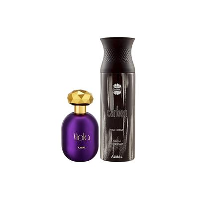 Ajmal Viola EDP Fruity Floral Perfume And Carbon Homme Deodorant Citrus Spicy Fragrance 275 ml - Perfumes (Edt/Edp)
