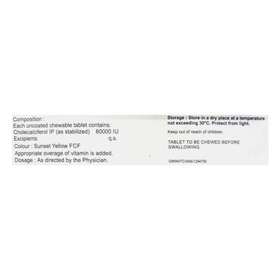 D3 MUST 60K SUGAR FREE ORANGE FLAVOUR Chewable Tablet 8's - Supplements-Vit