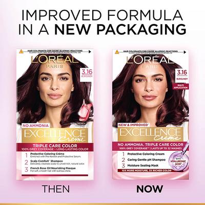 L'Oreal Paris Excellence Creme 3.16 Burgundy with French Rose Oil Triple Care Color (100 gm+72 ml) 1's - Crème