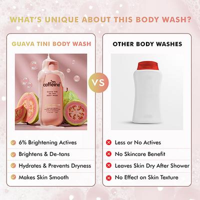 MCaffeine 1% Glycolic Acid Detan Body Wash, 5% Niacinamide-Kojic Acid Reduces Dark Spots & Brightens 300 ml - Shower Gels & Body Wash