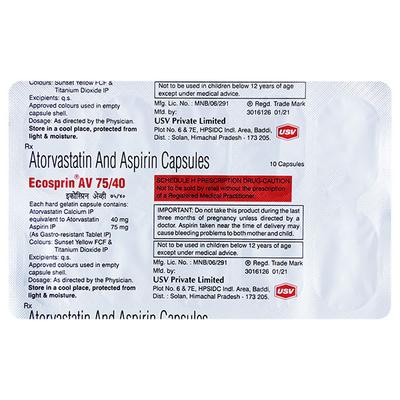 ECOSPRIN AV 75/40 Capsule 10's - High Cholesterol-Dys