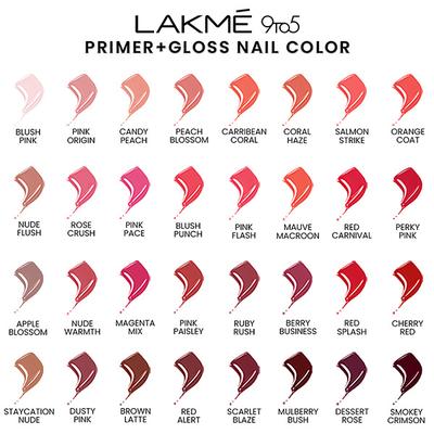 Lakme 9 To 5 Primer + Gloss Nail Color Magenta Mix 6 Ml - Nail Polish