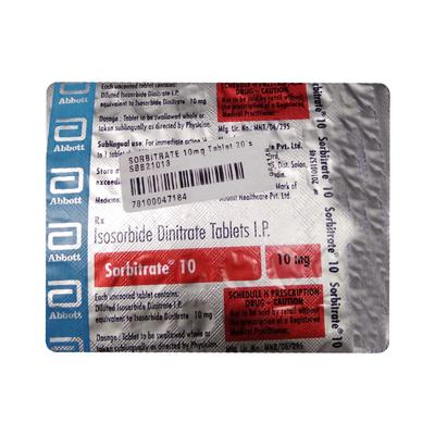 Sorbitrate 10mg Tablet 50'S - Angina