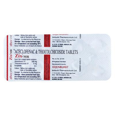 ZIX MR 4mg Tablet 10'S - Muscle Cramps/Spasticity-Mus