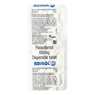 ADMOL 650 Tablet 10's - Fever-Ana