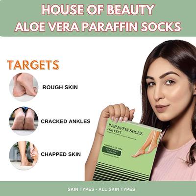 House of Beauty Aloe Vera Paraffin Foot Socks For Home Pedicure To Smoothen Cracked Heels (1Pair) 1's - Manicure & Pedicure Kits
