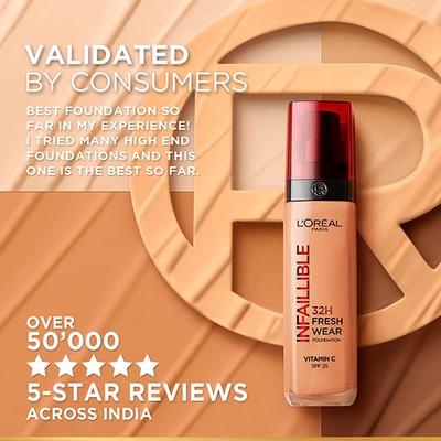 L'Oreal Paris Infallible 32H Fresh Wear Foundation, Luminous Coverage, Shade No 320 30ml - Foundation