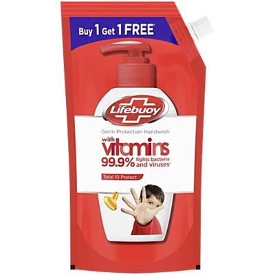 Lifebuoy Germ Protection Total 10 Protect Handwash with Vitamins (Buy 1 Get 1 Free) 675 ml - Hand Wash & Soaps