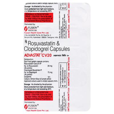 ADVASTAT CV 20mg Capsule 10's - High Cholesterol-Dys