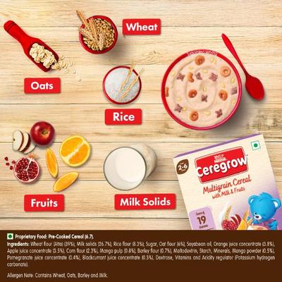 Nestle Ceregrow 2 - 6 years Multigrain Cereal with Milk & Fruits Powder - Refill Pack 300 gm - Baby And Infant Supplements