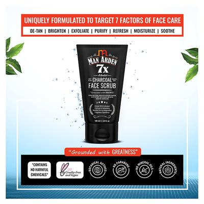Man Arden 7X Activated Charcoal Face Scrub 100 ml - Face Scrubs