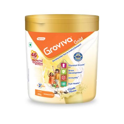 Groviva Gold Age 2+ Child Nutrition Supplement Powder Jar - Vanilla Flavour 200 g - Baby And Infant Supplements