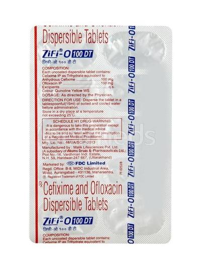 Zifi O DT 100mg Tablet 10'S - Bacterial Infections-Cep