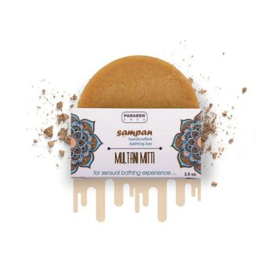 Sampan Handcrafted Glycerine Bathing bar Multani Mitti 100 gm - Soaps