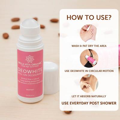Bella Vita Organic Deowhite Underarm Whitening Natural Roll On Deodorant 75 ml - Women Deodorants/Roll-Ons