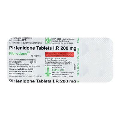 Fibrodone 200mg Tablet 10'S - Idiopathic Pulmonary Fibrosis