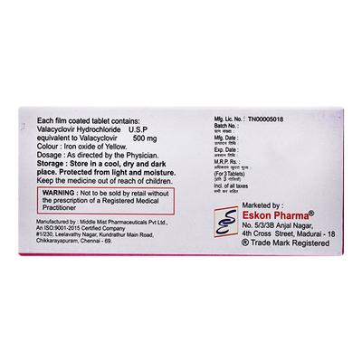 VALKON 500 Tablet 3's - Viral infections-Ant