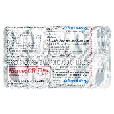 Richar CR 75mg Tablet 10'S - Iron Supplement/Anaemia-Vma