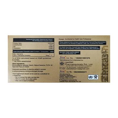 ZINCASIN SUGAR FREE Chewable Tablet 10's - Ulcer/Reflux/Flatulence-Aaa