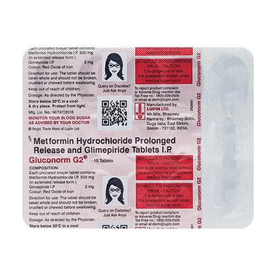 Gluconorm G 2mg Tablet 15'S - Diabetes-Ant