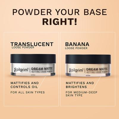 Pilgrim Translucent Setting Loose Powder Sets Makeup All Day Long Instant Oil Control Non-cakey & Flawless Finish 8 gm - Loose Powder