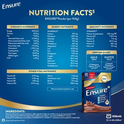 Ensure Nutritional Powder - Chocolate Flavour 950 g (Refill Pack) - Daily Health Drinks